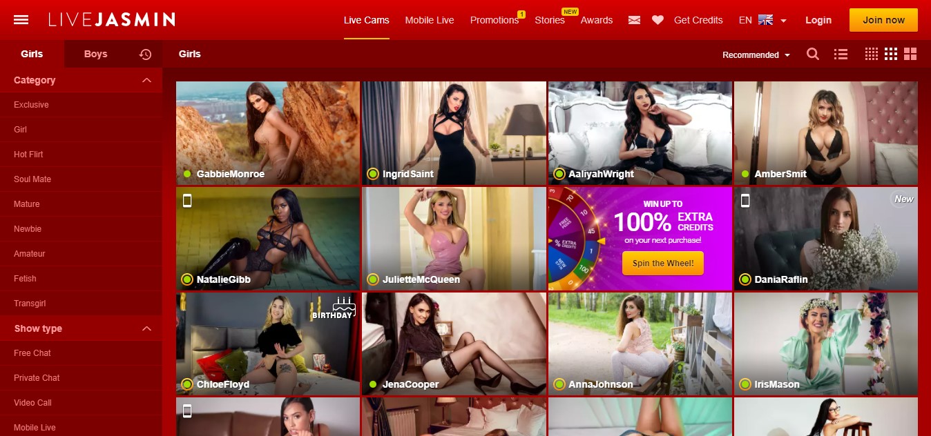 Pagina iniziale di LiveJasmin