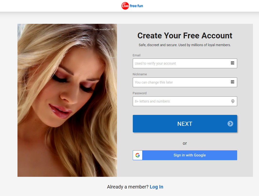 LiveFreeFun Form Create Account