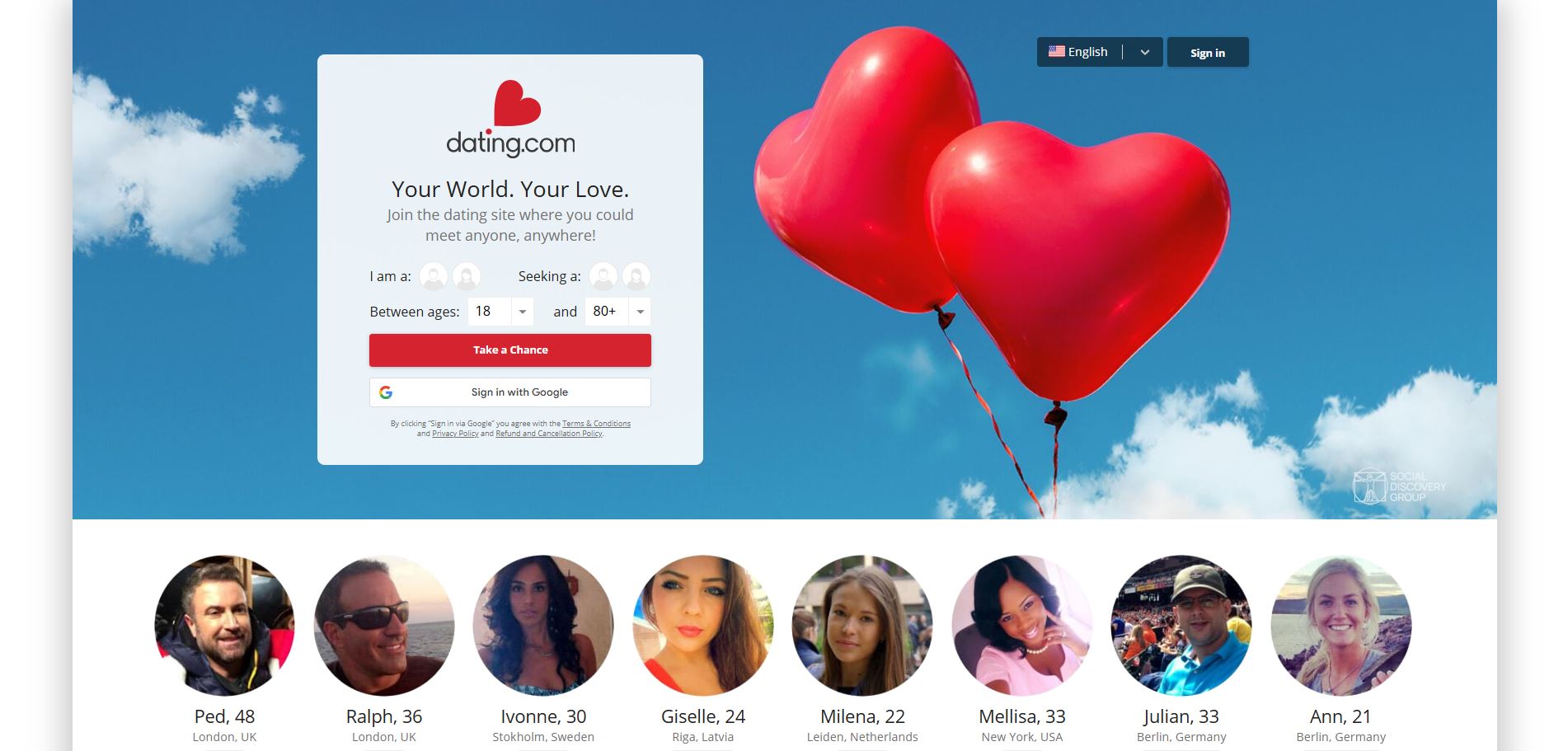 Dating.com Home Page