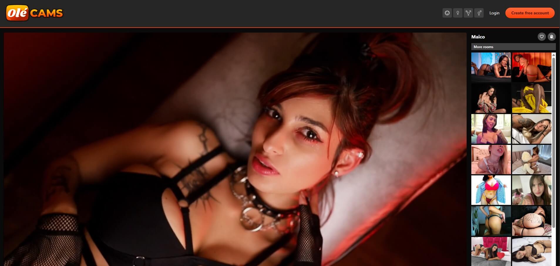 Screenshot of OléCams live webcam streams with international models