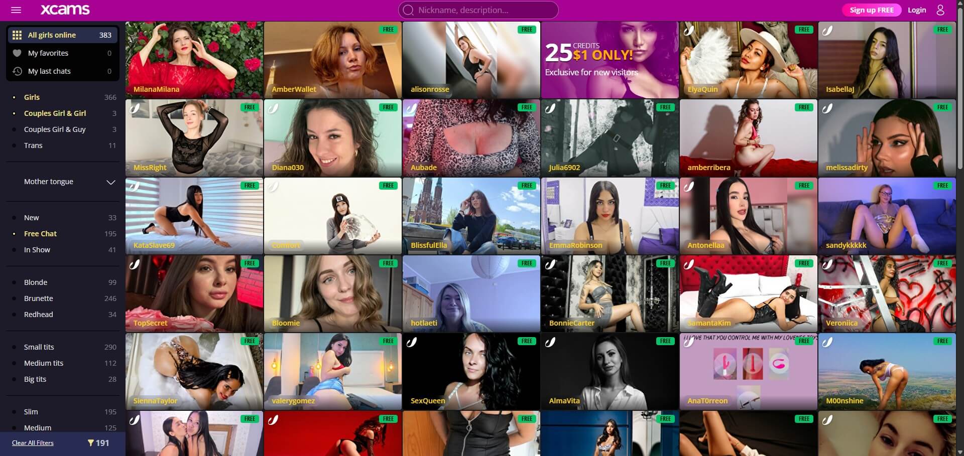 Diverse Adult Cam Models Performing Live